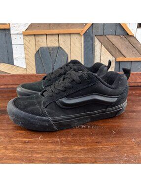 Vans Knu Skool Triple Black Chunky 90s Skate Shoes Women 7 Men 5.5